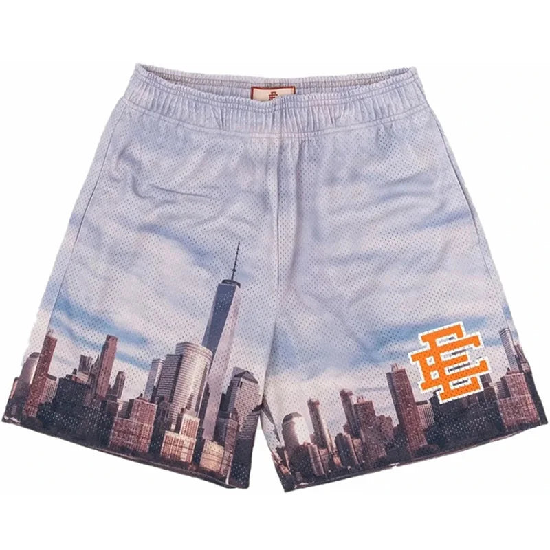 New Summer Eric Emanuel EE Basic Mesh Short Classic Floral Printed Gym Shorts Men'S Gym Basketball Sports Beach Shorts