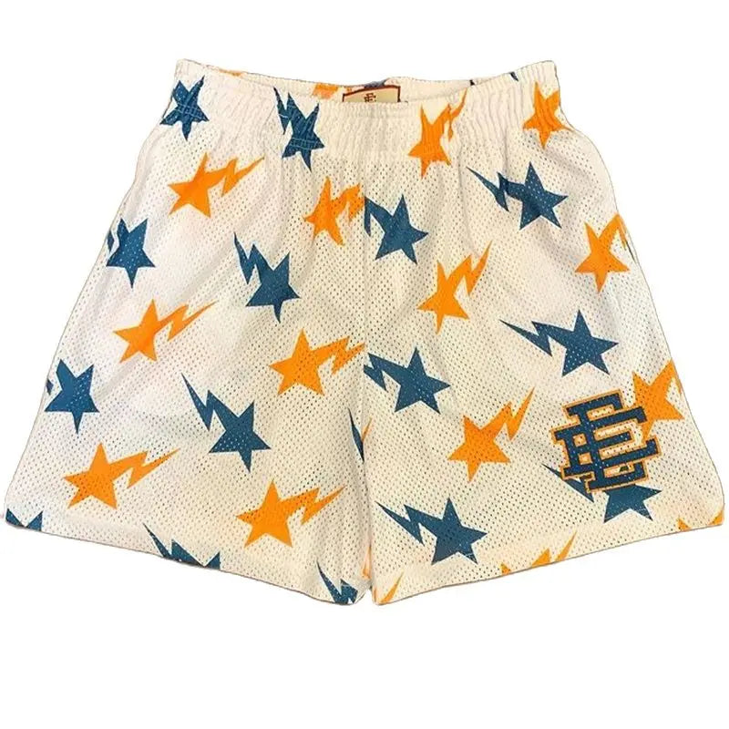 New Summer Eric Emanuel EE Basic Mesh Short Classic Floral Printed Gym Shorts Men'S Gym Basketball Sports Beach Shorts