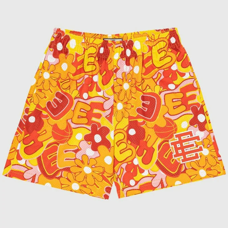 New Summer Eric Emanuel EE Basic Mesh Short Classic Floral Printed Gym Shorts Men'S Gym Basketball Sports Beach Shorts
